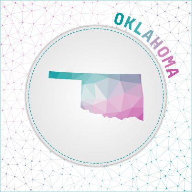 Oklahoma haritasının ağ ağ ağı arka planına sahip çokgen Oklahoma haritası
