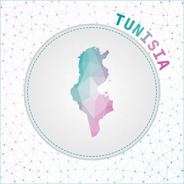 Mapa de Túnez poligonal vectorial Mapa del país con malla de red fondo Túnez ilustración — Vector de stock