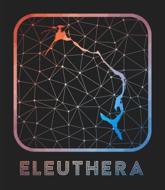 Eleuthera map design. Vector low poly map of the island. Eleuthera icon in geometric style. The island shape with polygnal gradient and mesh on dark background.