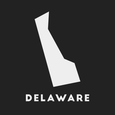 Delaware simgesi. Koyu arkaplan üzerinde ABD eyalet haritası. Tarz Delaware haritası.