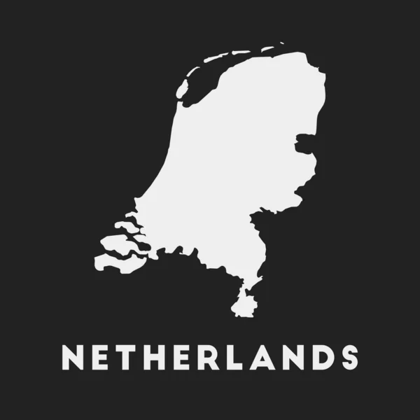 オランダアイコン暗地国地図国名のあるスタイリッシュなオランダ地図ベクトル — ストックベクタ