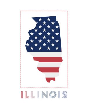 Illinois Logo Haritası 'nda bize verilen isim ve bayrak Yaratıcı Vektör İllüstrasyonu