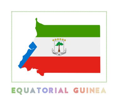 Equatorial Guinea Logo. Map of Equatorial Guinea with country name and flag. Stylish vector illustration.