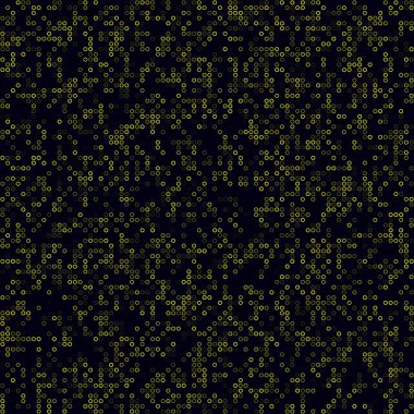 Digital vibrant background. Sparse pattern of rings. Yellow colored seamless background. Modern vector illustration.