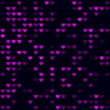 Digital vibrant background. Sparse pattern of hearts. Magenta colored seamless background. Trendy vector illustration.