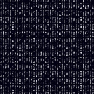 Abstract digital background. White filled binary background. Medium sized seamless pattern. Vibrant vector illustration.