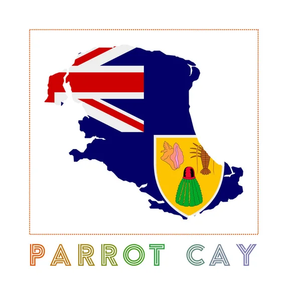 Logo Del Pappagallo Cay Mappa Parrot Cay Con Nome Dell — Vettoriale Stock