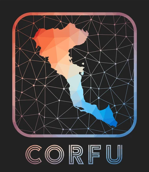 Corfu Map Design Vector Low Poly Map Island Corfu Icon — Stok Vektör