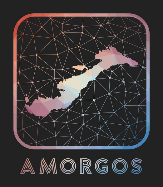 Дизайн Карти Amorgos Вектор Низька Полікарбонатна Карта Острова Піктограма Amorgos — стоковий вектор