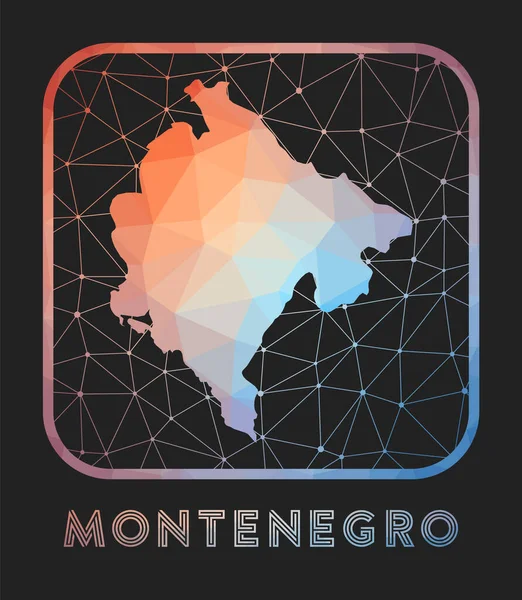 Montenegro Map Design Vector Low Poly Map Country Montenegro Icon – Stock-vektor