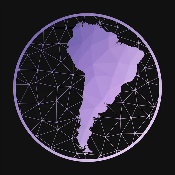 Icono de América del Sur Vector mapa poligonal del continente icono de América del Sur en estilo geométrico — Archivo Imágenes Vectoriales