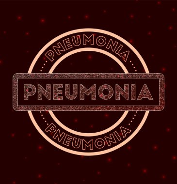 Pneumonia badge. Glowing geometric round pneumonia sign. Vector illustration.