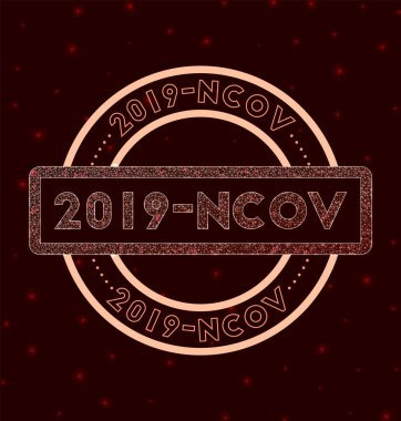 2019-ncov badge. Glowing geometric round 2019-ncov sign. Vector illustration.