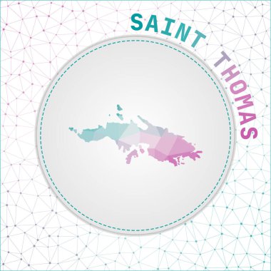 Vector polygonal Saint Thomas map. Map of the island with network mesh background. Saint Thomas illustration in technology, internet, network, telecommunication concept style.