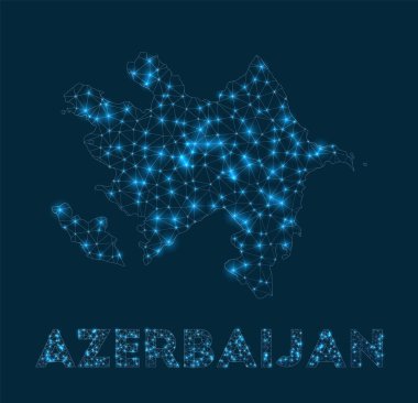 Azerbaijan network map. Abstract geometric map of the country. Internet connections and telecommunication design. Powerful vector illustration.