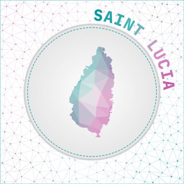 Adanın çokgen Saint Lucia haritası ağ arka planlı Aziz Lucia