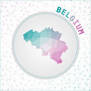 Belçika 'nın ağ ağ ağı arkaplanlı çokgen Belçika haritası