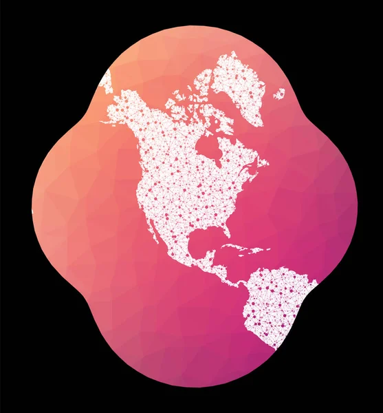 Mappa della rete mondiale Proiezione stereografica modificata per gli Stati Uniti Conterminanti Globo cablato — Vettoriale Stock