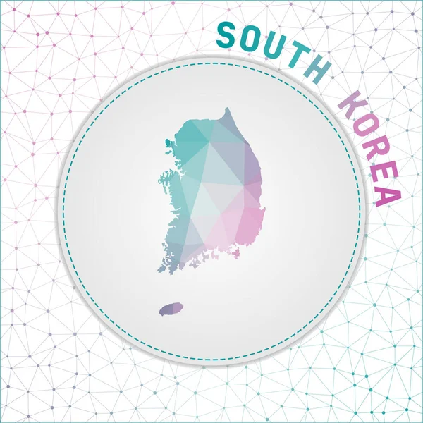 Vector polygonal South Korea map Map of the country with network sesh background South Korea — стоковий вектор