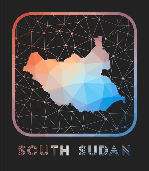 Sudão do Sul mapa design Vector baixo poli mapa do país Sudão do Sul ícone em estilo geométrico O — Vetor de Stock