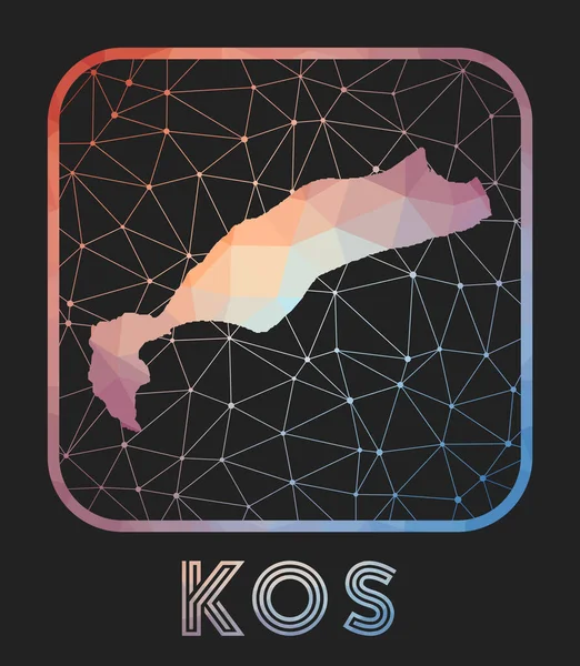 코스 지도 디자인 Vector low poly map of the island Kos icon in geometry style — 스톡 벡터