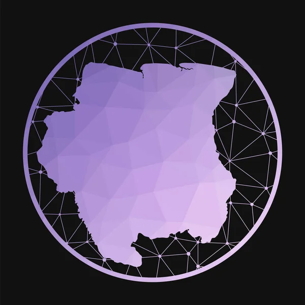 Icono de Surinam Vector mapa poligonal del país Icono de Surinam en estilo geométrico El país — Vector de stock