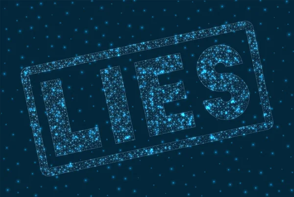 Lies word in digital style Glowing geometric lies badge Appealing vector illustration - Stok Vektor