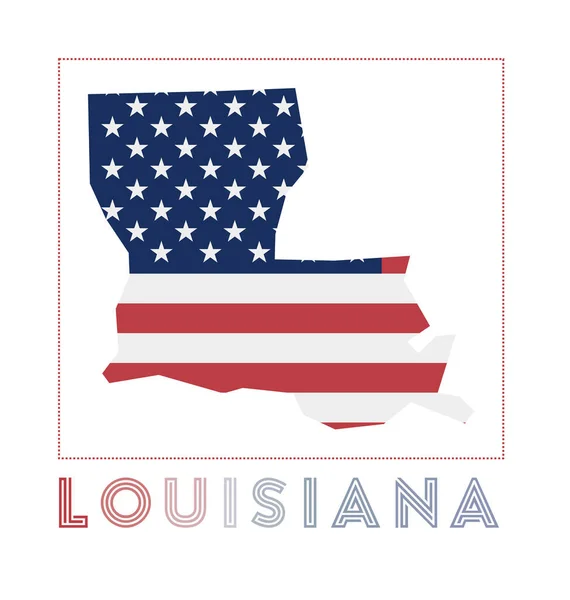 ルイジアナ州のロゴマーク地図ルイジアナ州の州名と旗トレンディベクトルイラスト — ストックベクタ