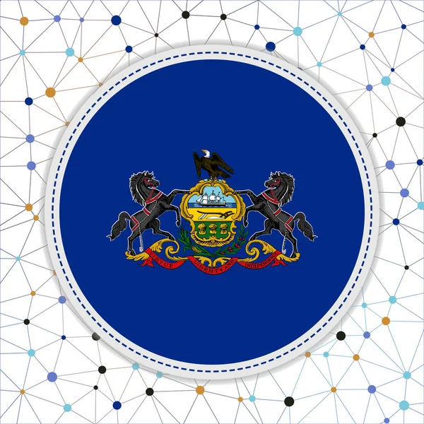 Flagge Von Pennsylvania Mit Netzwerkhintergrund Pennsylvania Zeichen Kühle Vektorillustration — Stockvektor
