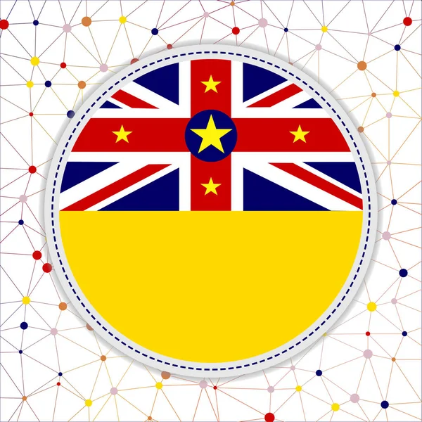 Vlag van Niue met netwerkachtergrond Niue teken Authentieke vectorillustratie — Stockvector