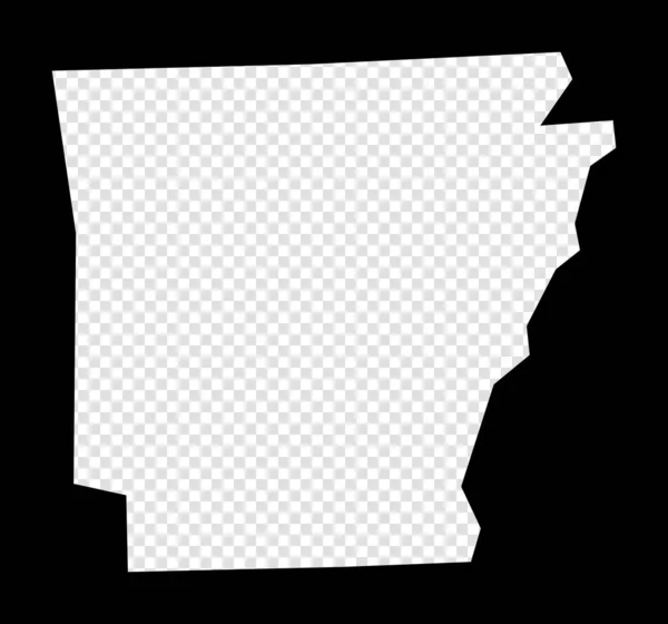 Stencil χάρτης του Αρκάνσας Απλός και ελάχιστος διαφανής χάρτης του Αρκάνσας Μαύρο ορθογώνιο με κόψιμο — Διανυσματικό Αρχείο