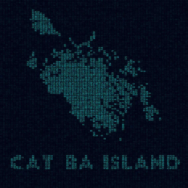 Cat Ba Island mapa tecnológico Símbolo de isla en estilo digital Mapa cibernético de Cat Ba Island con nombre de isla — Vector de stock