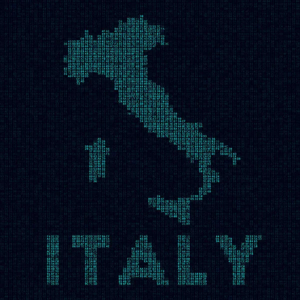 이탈리아 기술 지도 ( 이탈리아어 ) Country symbol in digital style ( 영어 ) Cyber map of Italy with country name Stylish — 스톡 벡터