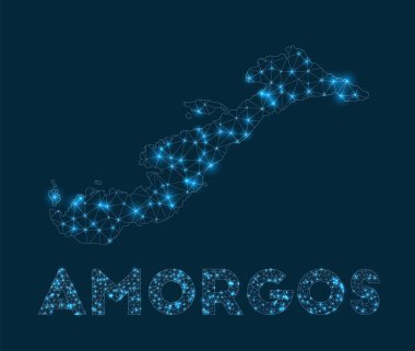 Amorgos ağ haritası adanın internet bağlantılarının soyut geometrik haritası ve