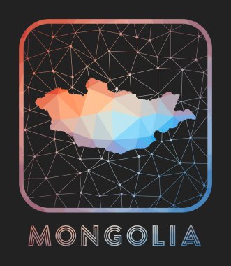 Moğolistan haritası tasarımı Vector düşük poli haritası ülkenin geometrik tarzda Moğolistan simgesi