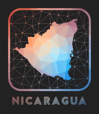 Nikaragua harita tasarımı Vector düşük poli haritası Nikaragua simgesi geometrik tarzda