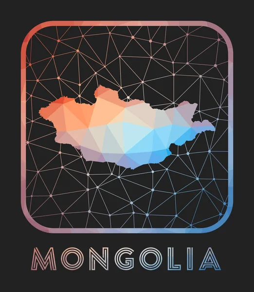 Mongolië kaart ontwerp Vector lage poly kaart van het land Mongolië pictogram in geometrische stijl De — Stockvector