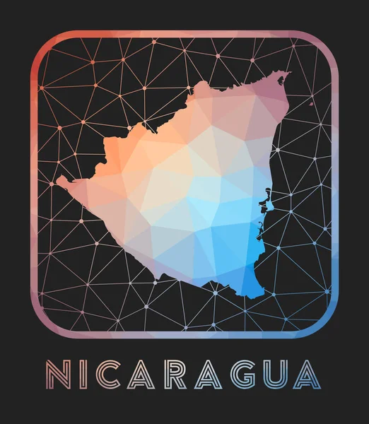 Nicaragua térkép tervezés Vektor alacsony poly térképe az ország Nicaragua ikon geometrikus stílusban — Stock Vector