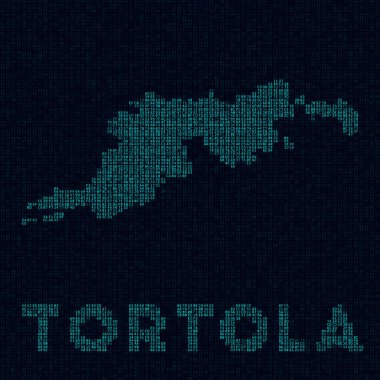 Tortola teknoloji haritası ada adı Neat vektörü olan Tortola 'nın dijital stil siber haritası ile ada sembolü