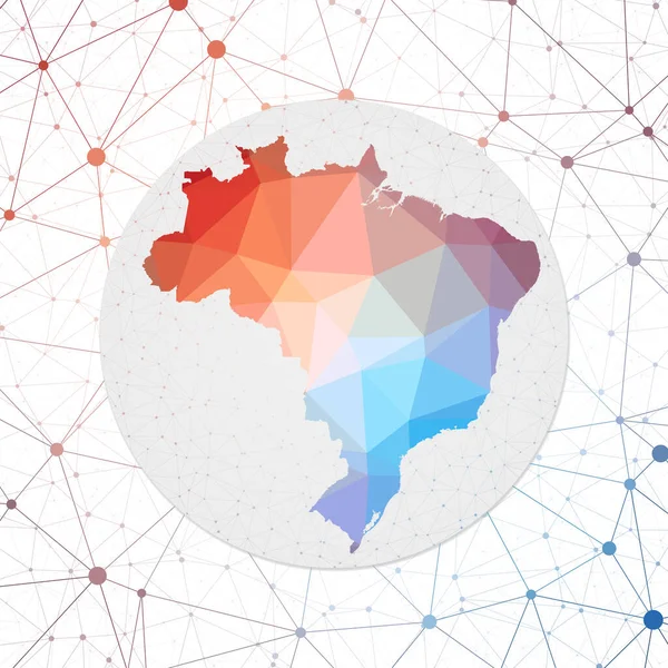 Абстрактная векторная карта Бразилии Technology in the country geometric style poster Polygonal Brazil — стоковый вектор