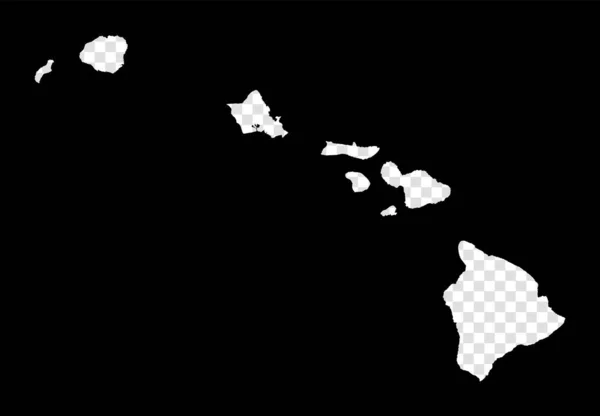 Mappa stencil delle Hawaii Mappa trasparente semplice e minimale del rettangolo nero delle Hawaii con forma tagliata — Vettoriale Stock