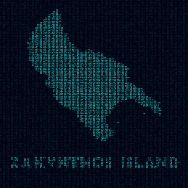 Zakynthos Island mapa tecnológico Símbolo de isla en estilo digital Mapa cibernético de Zakynthos Island con isla — Vector de stock