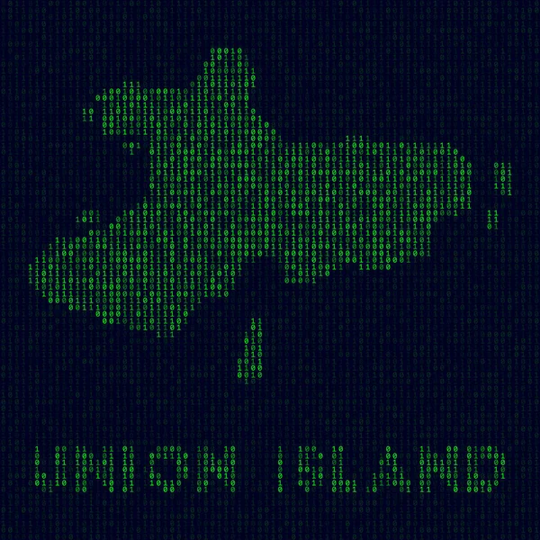 数码联合岛标识岛符号黑客风格的联合岛二进制代码图 — 图库矢量图片