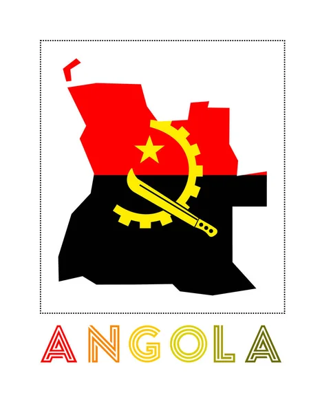 Angola Logo Mappa dell'Angola con il nome del paese e la bandiera Illustrazione vettoriale attraente — Vettoriale Stock
