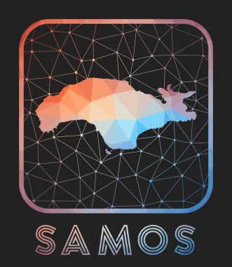 Samos harita tasarımı vektör düşük poli haritası Samos simgesi geometrik tarzda ada şekli