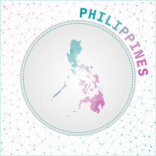 ベクトル多角形フィリピン地図ネットワークメッシュの背景を持つ国の地図フィリピン — ストックベクタ
