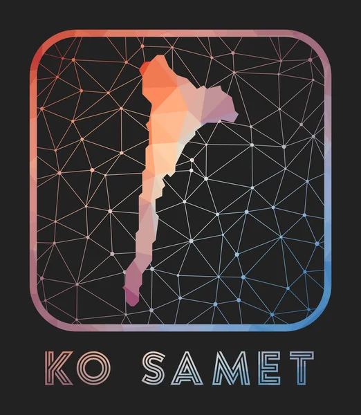 코 사 멧 지도 디자인 Vector low poly map of the island Ko Samet icon in geometry style — 스톡 벡터