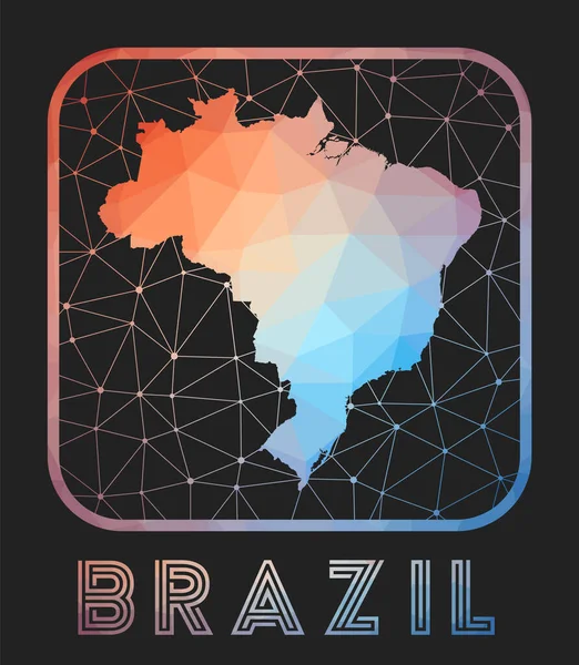 ブラジル地図デザインベクトル国の低ポリ地図幾何学的なスタイルでブラジルのアイコン国 — ストックベクタ