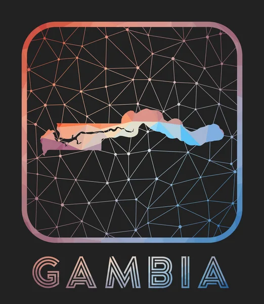 Gambia map design Vector low poly map of the country Gambia icon in geometric style El país — Archivo Imágenes Vectoriales