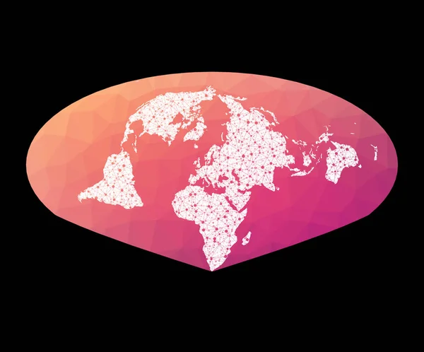 Wereld netwerk kaart Allen K Philbricks SinuMollweide projectie Bekabelde wereldbol in Sinu Mollweide — Stockvector